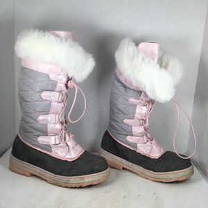 Justice Kids Snow Boots Pink/Grey Size 5